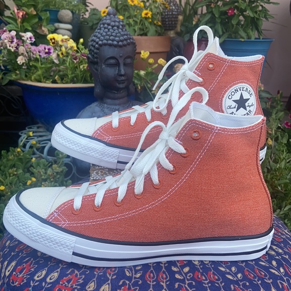 New Rusty Orange Two Tone Converse CTAS Hi Top Sneakers - Picture 15 of 16